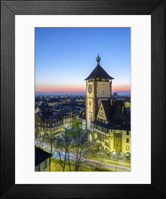 Framed Print : Germany, Baden-WAorttemberg, Freiburg im Breisgau. Schwabentor (Swabian Gate) at sunset