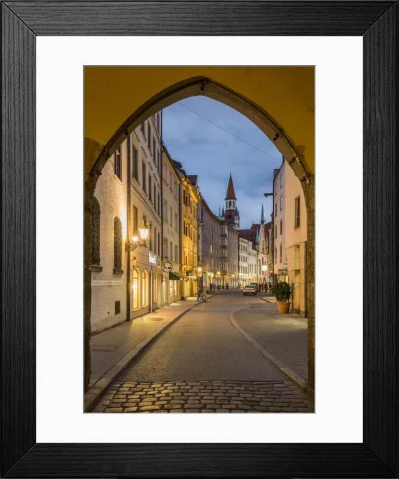 Framed Print : Night view of a street in Munich, Bavaria, Germany Framed Print : Night view of a street in Munich, Bavaria, Germany