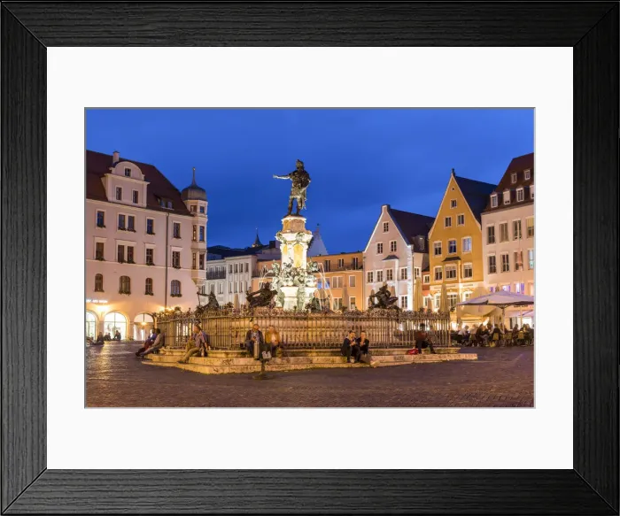 Framed Print : Night view of Rathausplatz, Augsburg, Bavaria, Germany Framed Print : Night view of Rathausplatz, Augsburg, Bavaria, Germany