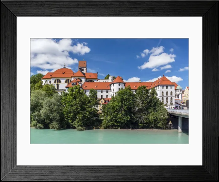 Framed Print : St Mangs Basilica and former monastery with River Lech, Fussen, Bavaria, Germany