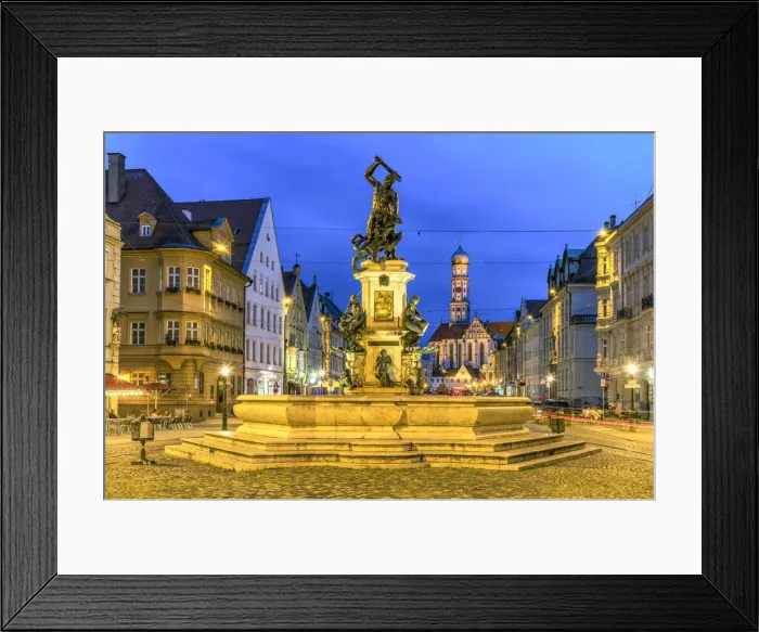 Framed Print : Night view of Maximilianstrasse, Augsburg, Bavaria, Germany Framed Print : Night view of Maximilianstrasse, Augsburg, Bavaria, Germany