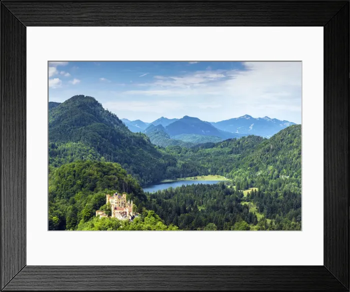 Framed Print : Scenic view over Hohenschwangau castle, Schwangau, Bavaria, Germany