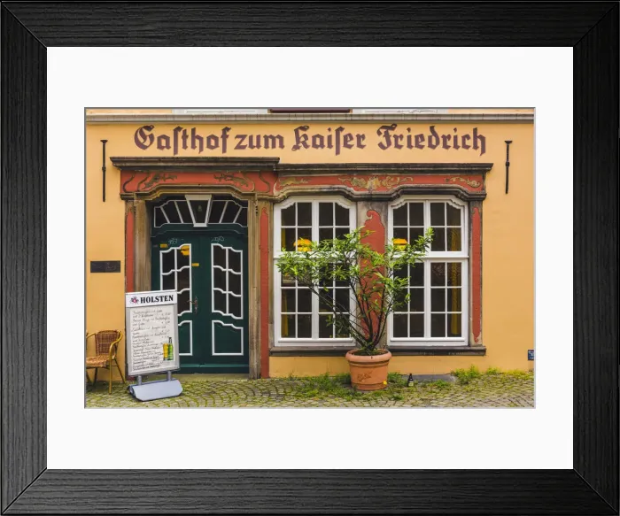 Framed Print : Bremen, Bremen State, Germany. Schnoor old district. Traditional cafe in the old town