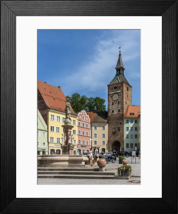 Framed Print : Hauptplatz square with Schmalzturm medieval tower, Landsberg am Lech, Bavaria, Germany Framed Print : Hauptplatz square with Schmalzturm medieval tower, Landsberg am Lech, Bavaria, Germany