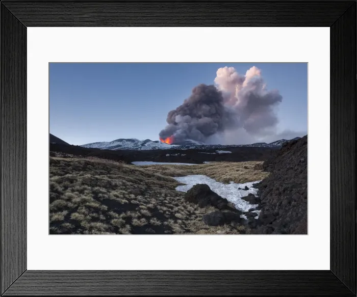 Framed Print : Italy, Sicily, Mt. Etna, 13th paroxysmn event of 2013 photographed from Monte Nero