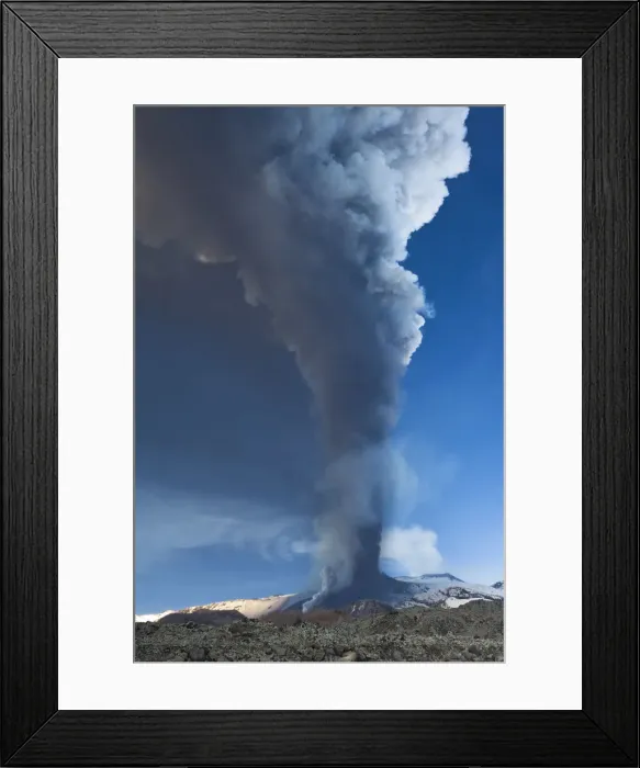 Framed Print : Italy, Sicily, Etna, 4th paroxysm of 2012, a huge cloud of ash rises into the sky while Framed Print : Italy, Sicily, Etna, 4th paroxysm of 2012, a huge cloud of ash rises into the sky while