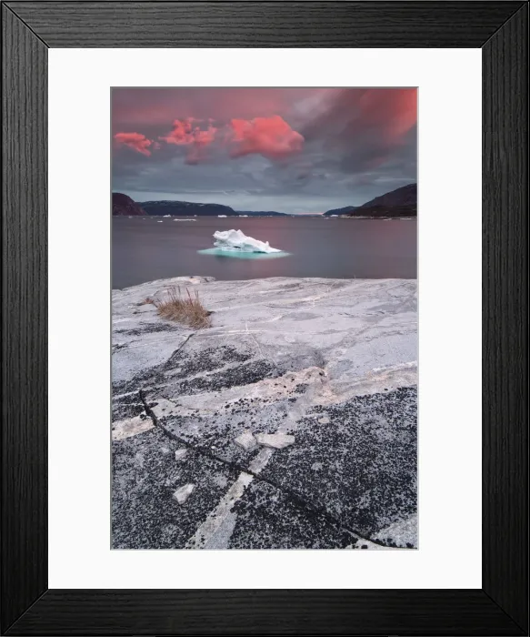 Framed Print : Greenland, DiskoBay, Pink clouds above iceberg in the sea in front of Ataa a small Framed Print : Greenland, DiskoBay, Pink clouds above iceberg in the sea in front of Ataa a small