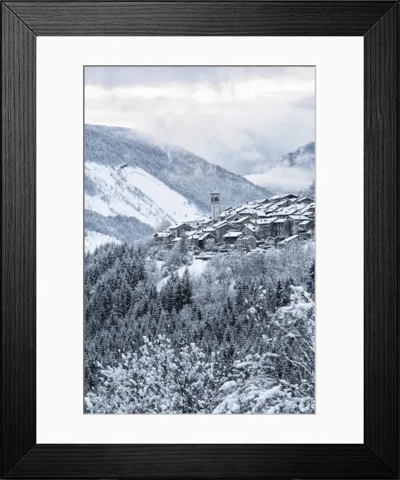 Framed Print : Italy, Friuli Venezia Giulia, Dolomites, Erto after an intense snowfall Framed Print : Italy, Friuli Venezia Giulia, Dolomites, Erto after an intense snowfall