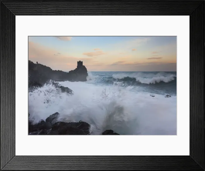 Framed Print : Italy, Sicily, Santa Tecla tower in a winter storm Framed Print : Italy, Sicily, Santa Tecla tower in a winter storm