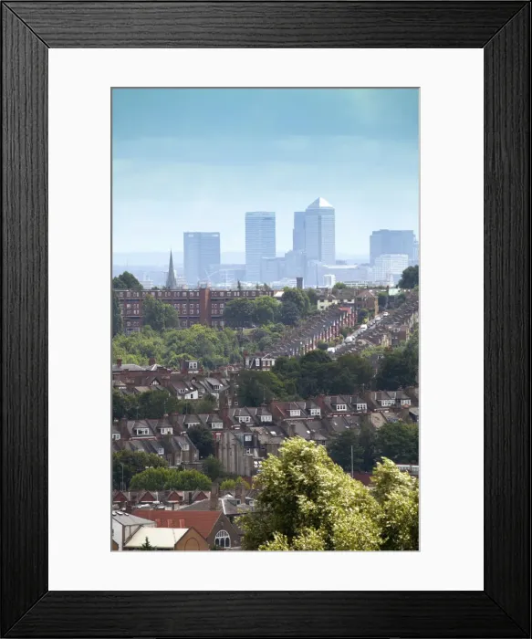 Framed Print : Europe, United Kingdom, England, London, view of One Canada Sqaure and Canary Wharf