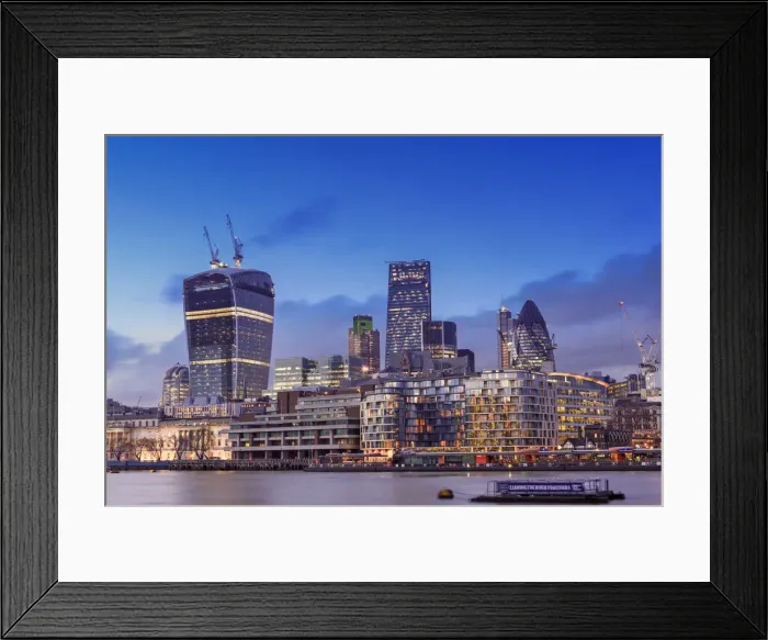 Framed Print : Europe, United Kingdom, England, London, City of London, skyline at dusk showing Framed Print : Europe, United Kingdom, England, London, City of London, skyline at dusk showing