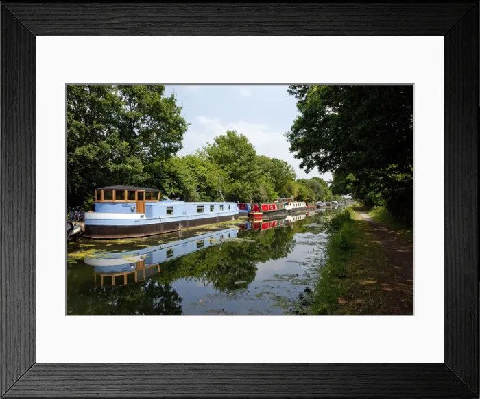 Framed Print : Europe, United Kingdom, England, London, Grand Union Canal, residential barges moored Framed Print : Europe, United Kingdom, England, London, Grand Union Canal, residential barges moored