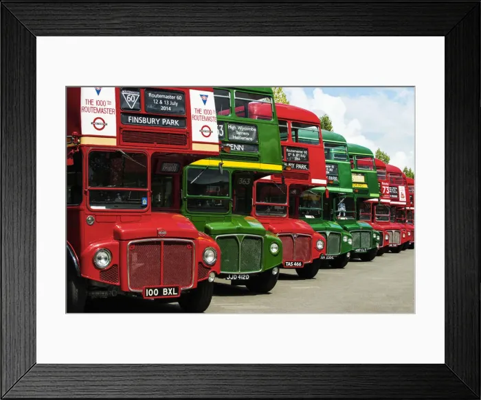 Framed Print : Iconic Routemasters at their 60th anniversary, Finsbury Park, London, UK Framed Print : Iconic Routemasters at their 60th anniversary, Finsbury Park, London, UK