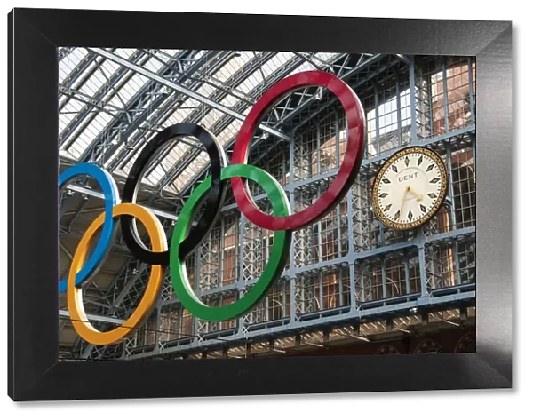 Olympic rings in St Pancras station, London, UK