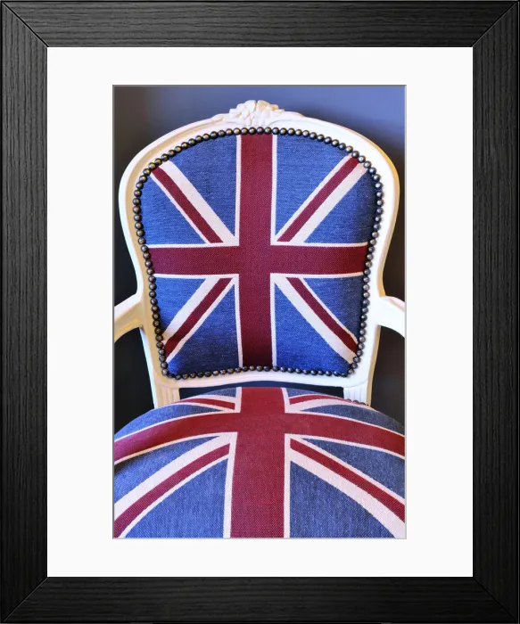 Framed Print : Europe, England, West Yorkshire, Union Flag Chair Framed Print : Europe, England, West Yorkshire, Union Flag Chair