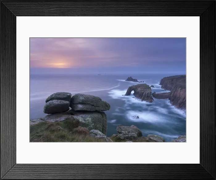 Framed Print : Sunset over the Atlantic near Lands End, Cornwall, England. Autumn (October) Framed Print : Sunset over the Atlantic near Lands End, Cornwall, England. Autumn (October)