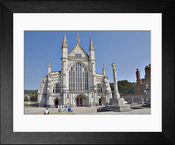 Framed Print : Europe, United Kingdom, England, Hampshire, Winchester, facade of Winchester cathedral Framed Print : Europe, United Kingdom, England, Hampshire, Winchester, facade of Winchester cathedral