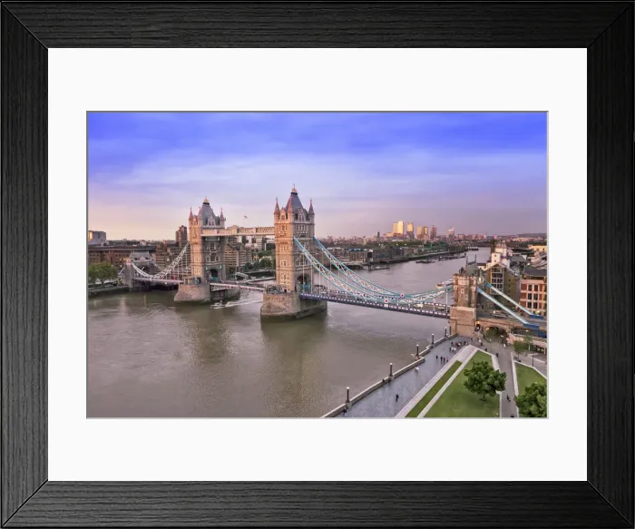 Framed Print : Europe, United Kingdom, England, London, Tower Bridge and the Thames with Canary Wharf Framed Print : Europe, United Kingdom, England, London, Tower Bridge and the Thames with Canary Wharf