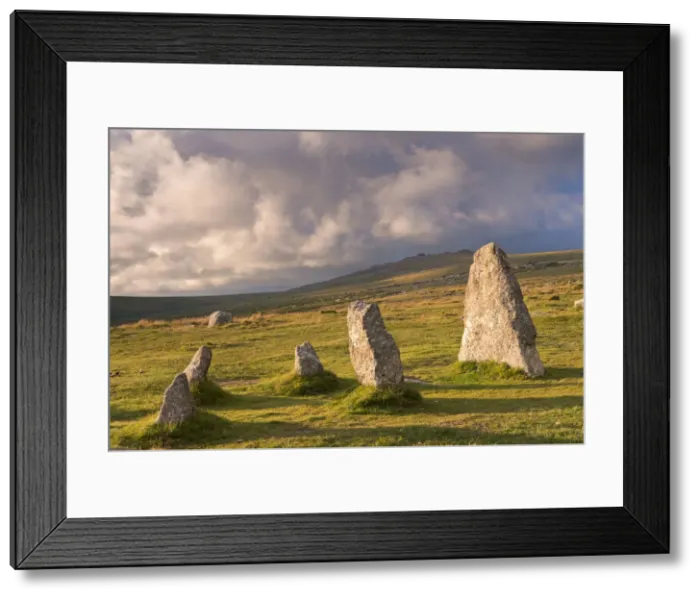 Framed Print : Megalithic standing stones, part of Merrivale stone row, Dartmoor, Devon, England Framed Print : Megalithic standing stones, part of Merrivale stone row, Dartmoor, Devon, England