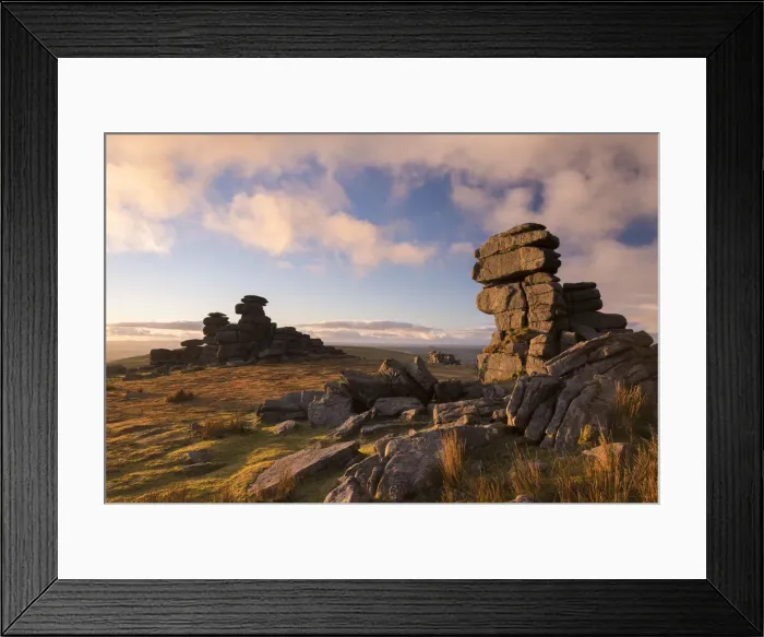 Framed Print : Gorgeous evening light at Great Staple Tor in Dartmoor, Devon, England. Winter (January) Framed Print : Gorgeous evening light at Great Staple Tor in Dartmoor, Devon, England. Winter (January)