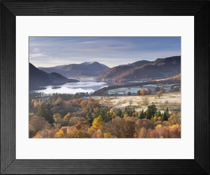 Framed Print : Ullswater from Gowbarrow Fell on a frosty autumn morning, Lake District, Cumbria, England Framed Print : Ullswater from Gowbarrow Fell on a frosty autumn morning, Lake District, Cumbria, England
