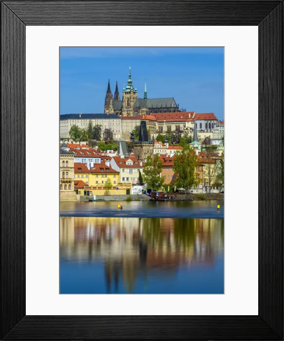 Framed Print : View of Mala Strana district with St. Vitus cathedral reflected in the Vltava River Framed Print : View of Mala Strana district with St. Vitus cathedral reflected in the Vltava River