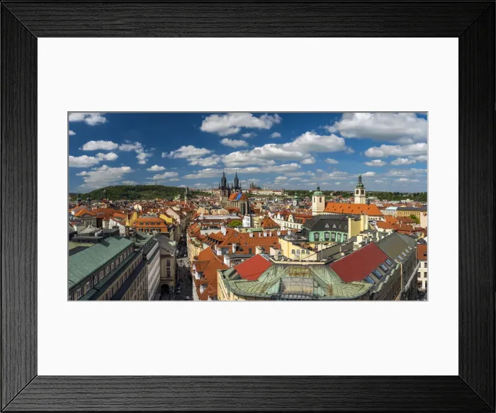 Framed Print : Panoramic view over the old town, Prague, Bohemia, Czech Republic