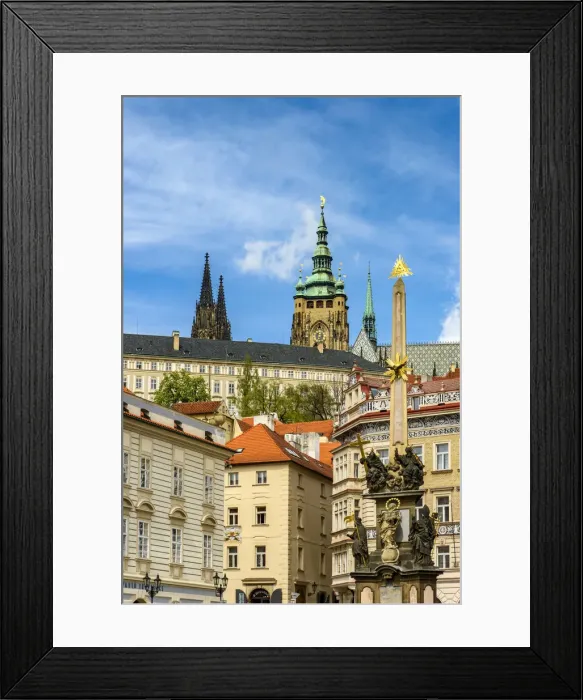 Framed Print : View of St. Vitus Cathedral and Prague Castle complex, Mala Strana district, Prague