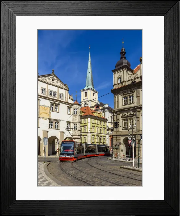 Framed Print : Street with tram in Mala Strana district, Prague, Bohemia, Czech Republic Framed Print : Street with tram in Mala Strana district, Prague, Bohemia, Czech Republic