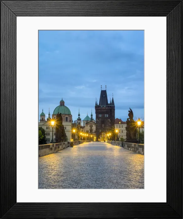 Framed Print : Czech Republic, Prague, Stare Mesto (Old Town). Charles Bridge at dawn Framed Print : Czech Republic, Prague, Stare Mesto (Old Town). Charles Bridge at dawn