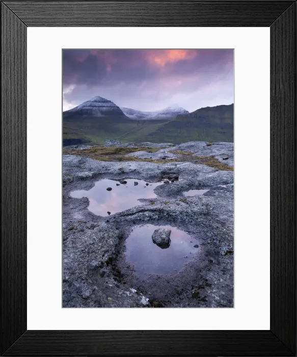 Framed Print : View towards the Mountain of Slaettaratindur on the island of Eysturoy, Faroe Islands