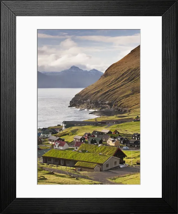 Framed Print : Picturesque village of Gjogv on Eysturoy in the Faroe Islands. Spring