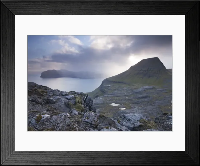 Framed Print : Mountain scenery on the island of Streymoy, Faroe Islands. Summer Framed Print : Mountain scenery on the island of Streymoy, Faroe Islands. Summer