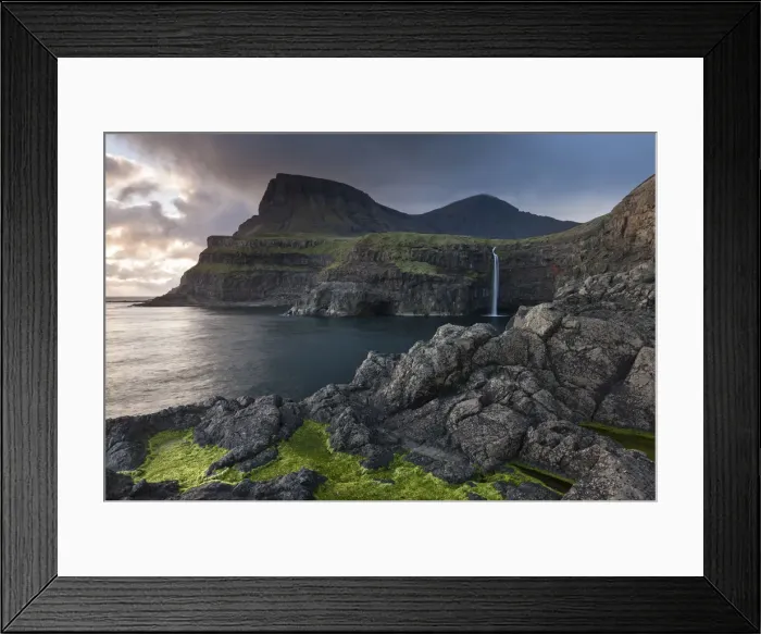 Framed Print : The beautiful coastline of Gasadalur on the island of Vagar, Faroe Islands, Europe
