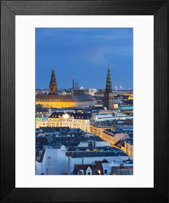 Framed Print : Denmark, Hillerod, Copenhagen. Elevated view towards Hotel D Angleterre Framed Print : Denmark, Hillerod, Copenhagen. Elevated view towards Hotel D Angleterre