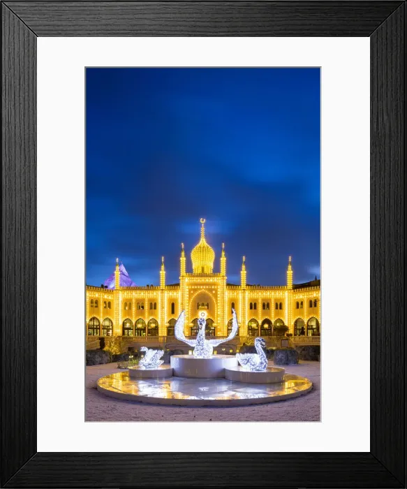 Framed Print : Denmark, Hillerod, Copenhagen, Tivoli Gardens. The Nimb Hotel at Christmas Framed Print : Denmark, Hillerod, Copenhagen, Tivoli Gardens. The Nimb Hotel at Christmas