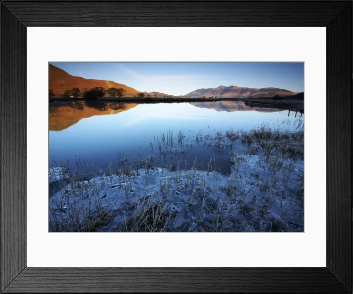 Framed Print : Frozen Waters Edge on Derwent Water, Lake District National Park, Cumbria, England Framed Print : Frozen Waters Edge on Derwent Water, Lake District National Park, Cumbria, England