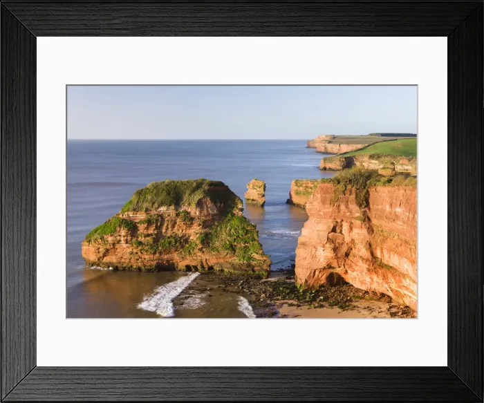 Framed Print : Red sandstone cliffs of Ladram Bay on the Jurassic Coast World Heritage Site, Devon Framed Print : Red sandstone cliffs of Ladram Bay on the Jurassic Coast World Heritage Site, Devon
