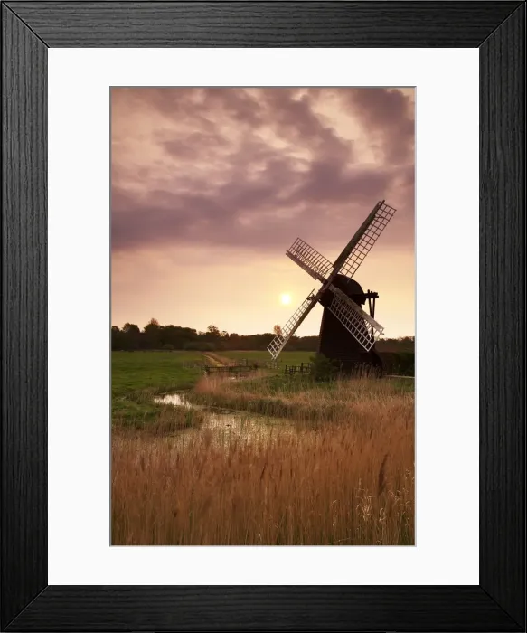 Framed Print : Herringfleet Windpump at Sunrise, Suffolk, England Framed Print : Herringfleet Windpump at Sunrise, Suffolk, England