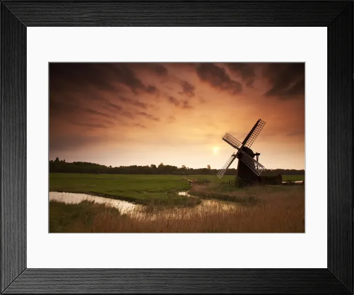 Framed Print : Herringfleet Windpump at Sunrise, Suffolk, England Framed Print : Herringfleet Windpump at Sunrise, Suffolk, England