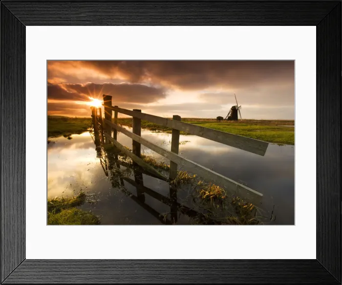 Framed Print : Herringfleet Windmill at Sunrise, Herringfleet, Suffolk, England