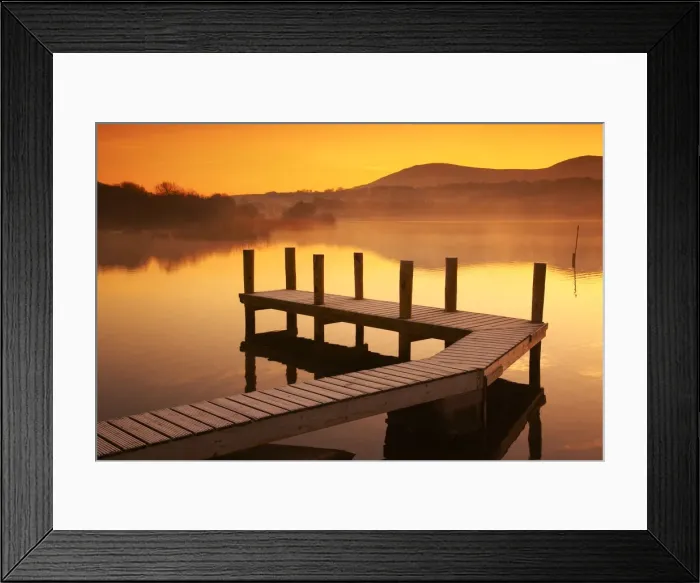 Framed Print : Frosted Jetty on Derwent Water at Sunrise, Lake District National Park, Cumbria, England Framed Print : Frosted Jetty on Derwent Water at Sunrise, Lake District National Park, Cumbria, England
