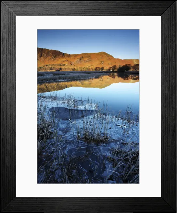 Framed Print : Frozen Waters Edge on Derwent Water, Lake District National Park, Cumbria, England Framed Print : Frozen Waters Edge on Derwent Water, Lake District National Park, Cumbria, England