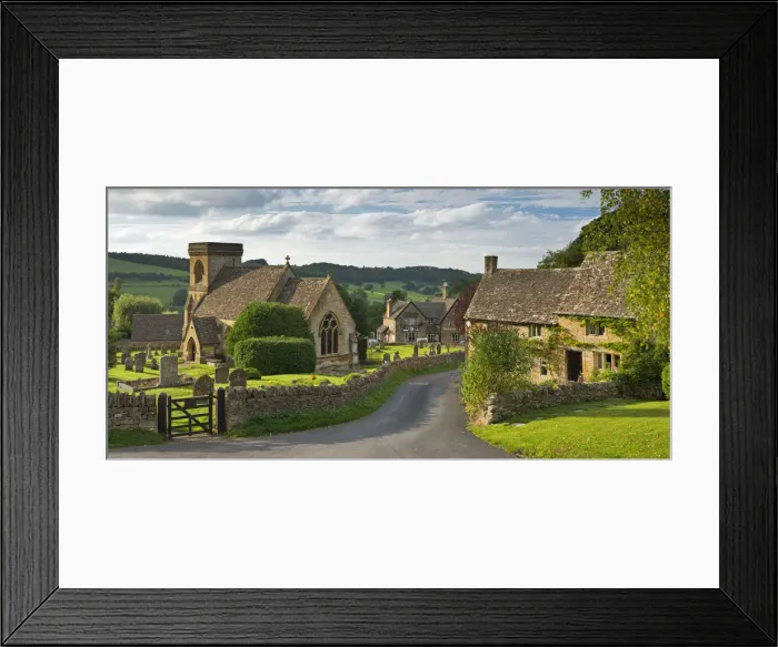 Framed Print : Picturesque Snowshill church and village, Cotswolds, Gloucestershire, England. September Framed Print : Picturesque Snowshill church and village, Cotswolds, Gloucestershire, England. September