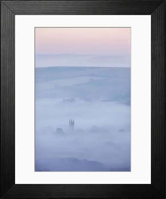 Framed Print : Widecombe-in-the-Moor Church surrounded by mist at dawn, Dartmoor National Park, Devon Framed Print : Widecombe-in-the-Moor Church surrounded by mist at dawn, Dartmoor National Park, Devon