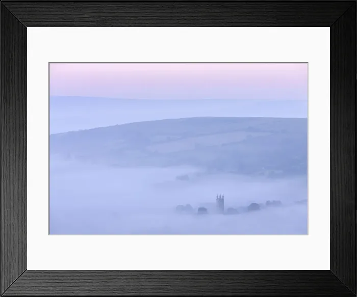 Framed Print : Widecombe in the Moor shrouded in morning mist, Dartmoor, Devon, England Framed Print : Widecombe in the Moor shrouded in morning mist, Dartmoor, Devon, England