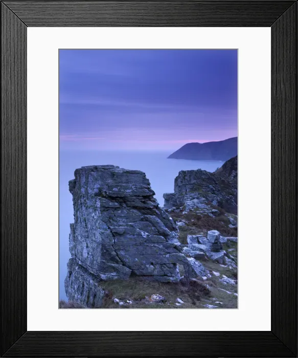 Framed Print : Foreland Point from the Valley of Rocks at dawn, Exmoor, Devon, England. Winter Framed Print : Foreland Point from the Valley of Rocks at dawn, Exmoor, Devon, England. Winter