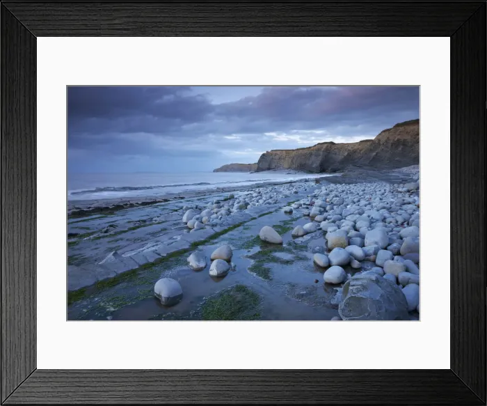 Framed Print : Rocky ledges of Kilve Beach on the Somerset Coast, England. Summer Framed Print : Rocky ledges of Kilve Beach on the Somerset Coast, England. Summer