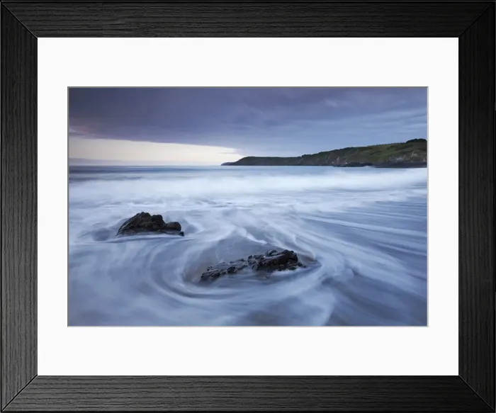 Framed Print : Waves rush onto the beach at Kennack Sands, Lizard Peninsula, Cornwall, England. Spring Framed Print : Waves rush onto the beach at Kennack Sands, Lizard Peninsula, Cornwall, England. Spring