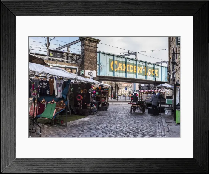 Framed Print : London, Camden Market and the Camden Lock logo Framed Print : London, Camden Market and the Camden Lock logo